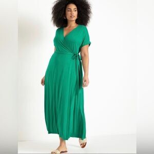 Eloquii Green Jersey‎ Knit Wrap Maxi Dress Size 26